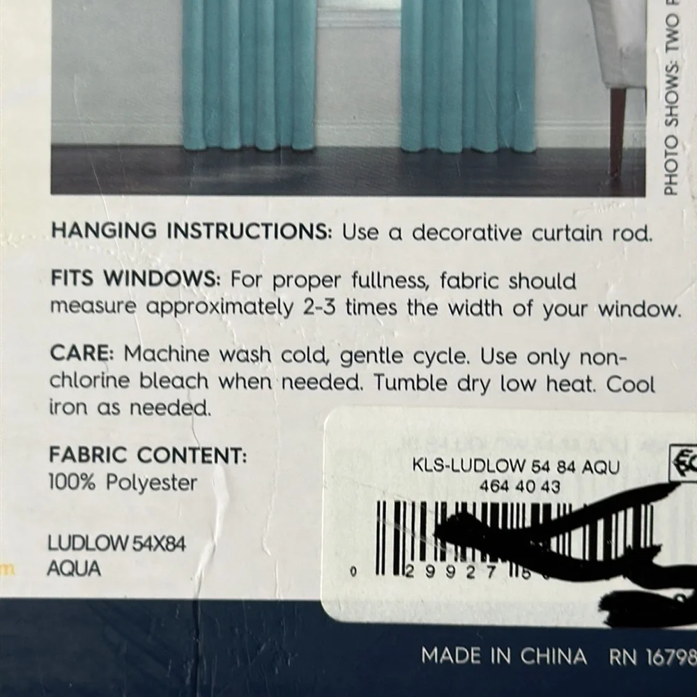 NWT Sun zero curtains, complete blackout 84 inch aqua